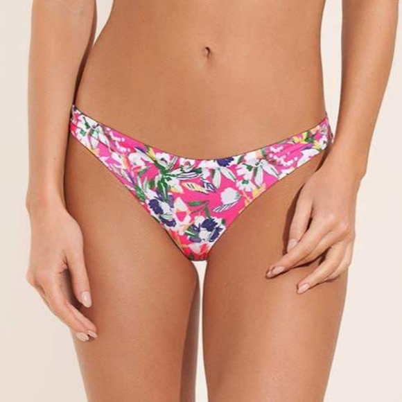 NWT Maaji Reversible Zinnia Floral Pink Blue Low Rise Bikini Bottom Size Medium - Picture 1 of 12